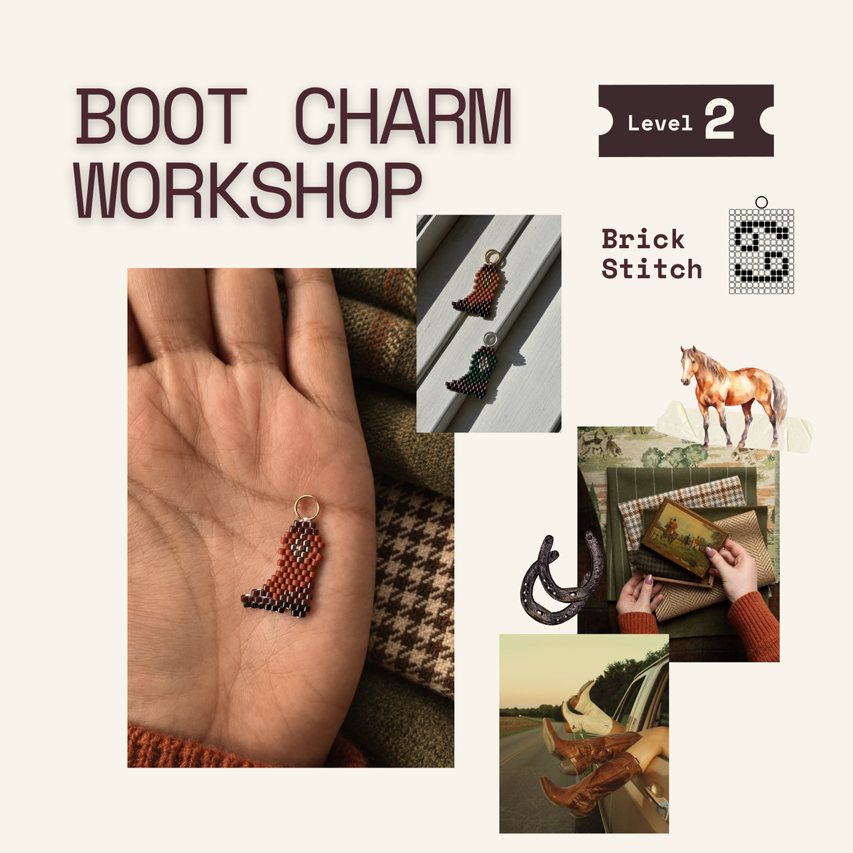 Boot Charm Workshop | Learn Brick Stitch - Level 2