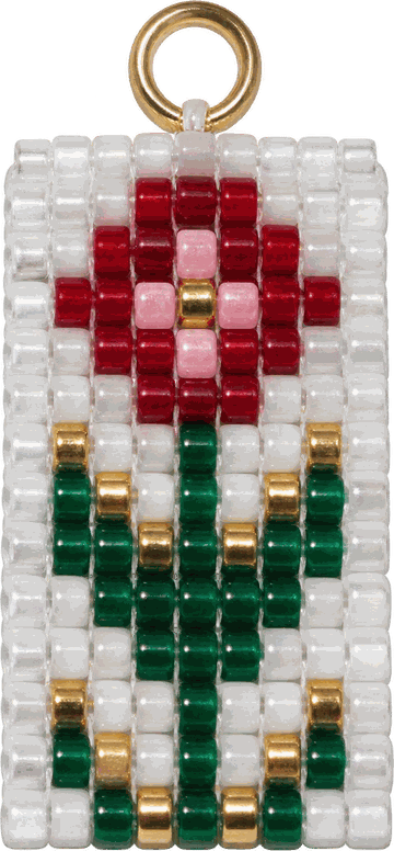Beaded rose charm with a gold ring